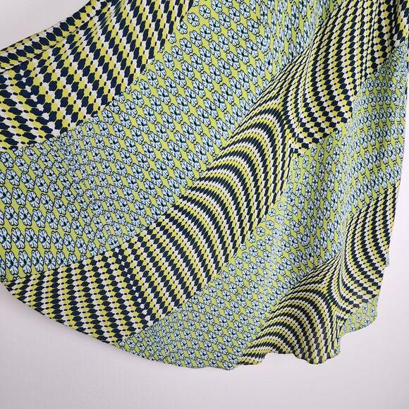 Laundry By Shelli Segal Flowy Skirt Midi Skirt High-low Green Blue Size 12 - Picture 13 of 14